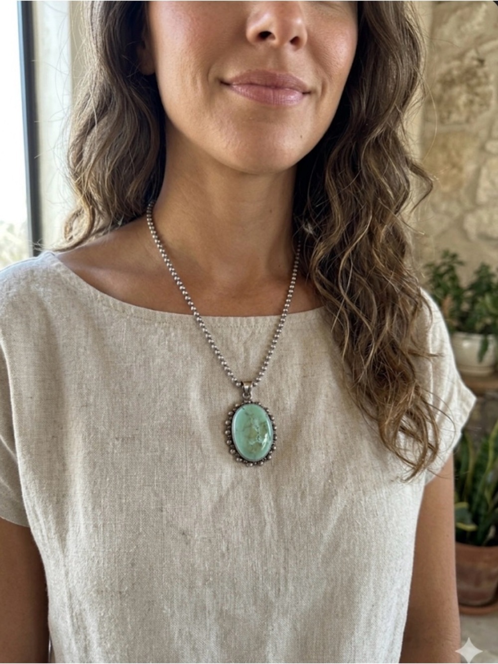 Sterling Silver Southwestern Turquoise Pendant Unisex Necklace - Made in Italy